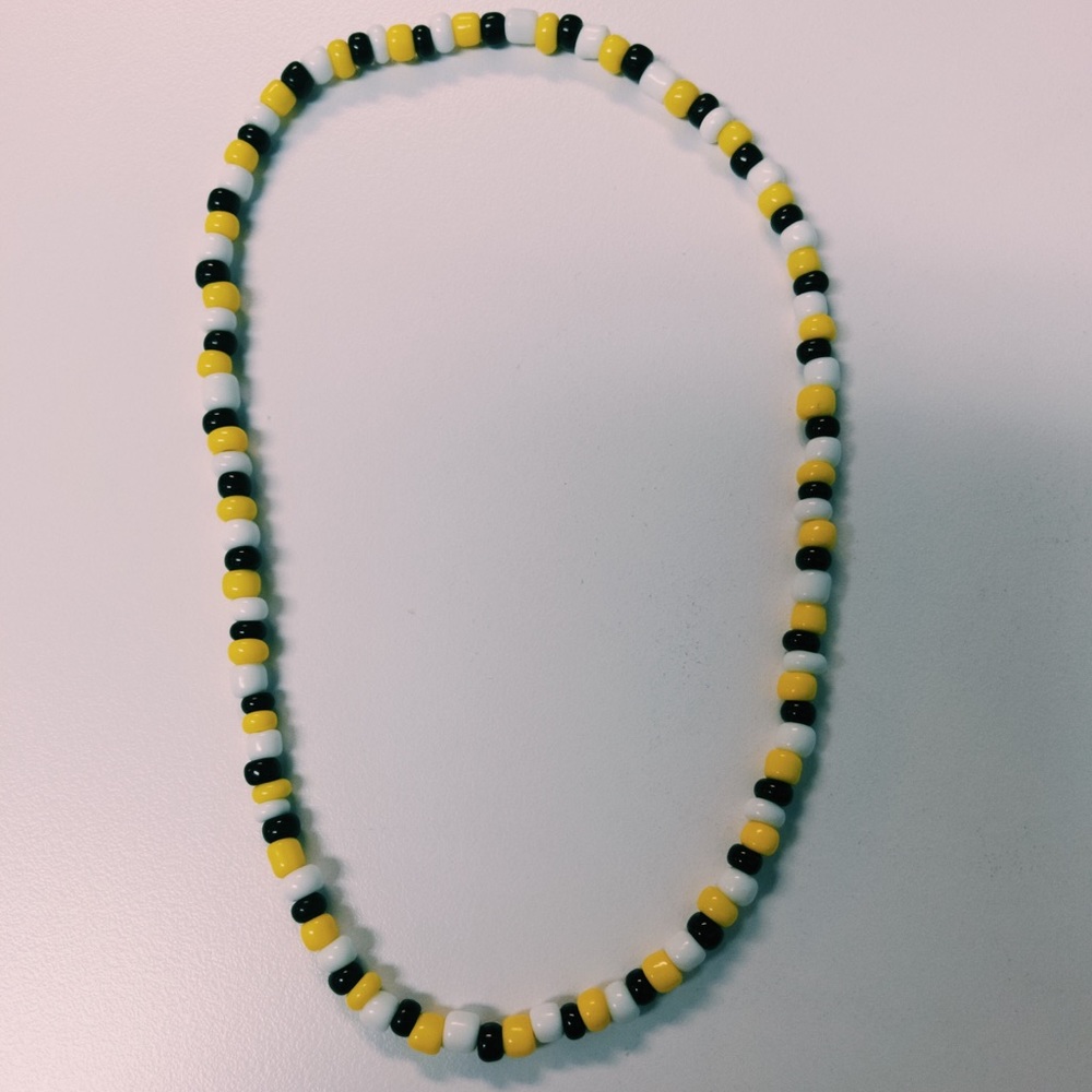 Yellow, Black, and White beaded choker
